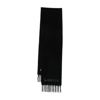 Lanvin Winter Scarves, unisex, Black, Size: ONE SIZE Logo Fringed Scarf