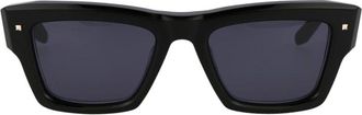 Valentino Garavani Xxii Rectangular Acetate Frame - unisex - Valentino Garavani - Sunglasses - Black - 53 MM - Accessories
