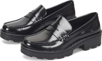 B&oslash;rn Womens Born Carrera BR0041700 Flats Black Leather Penny Loafers Shoes ZOGG2314
