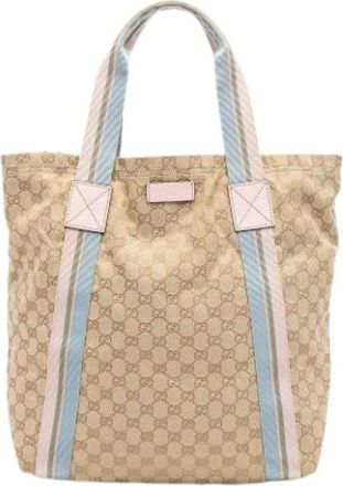 Gucci Pre-owned Tote Bags, female, Beige, Size: ONE SIZE Pre-owned Canvas Tote Bag