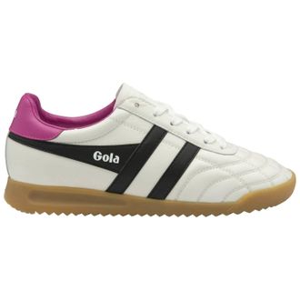 Gola Womens Stadium Sneakers In White Black With Shock Pink