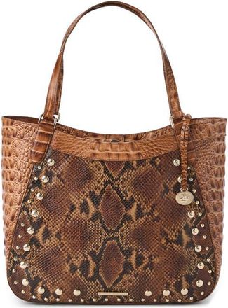 Brahmin Aliza Croc Embossed Leather Tote in Cinnamon at Nordstrom