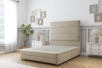 Sloomy Monaco Coniston Divan Base 2 Drawers -54 Headboard & 12 Footboard in Cream | Size: Double