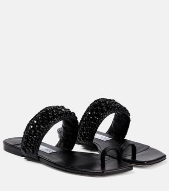 Jimmy Choo London Amoure Flat embellished raffia sandals