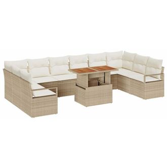 vidaXL Conjunto De Sof&aacute; De Jard&iacute;n 11 Pcs Beige Polirat&aacute;n Vidaxl