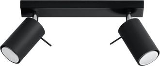 Wonderlamp L&aacute;mpara de techo negro 2 focos cil&iacute;ndricos estilo industrial