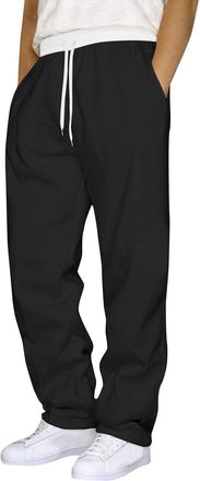 Generic Mens Sweat Pants Bottoms Joggers Straight Leg Sweatpants Open Bottom Lounge with Pockets Jogging Pants Casual Yoga Gym Sports Trousers Mens Activewear