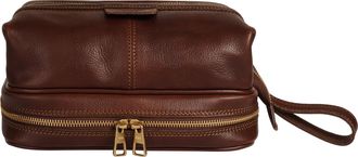 Pik&eacute; Kulturbeutel PIK&Eacute;, Damen, Gr. B/H/T: 26cm x 18cm x 18cm onesize, braun, Leder, used, Taschen Kulturbeutel, echt Leder, Made in Italy