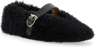 Ferragamo Black Leather Ballet Flats