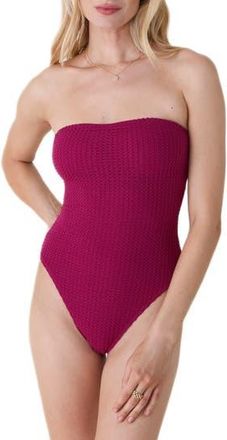 Andie Swim The Kauai Strapless Textured One-Piece Swimsuit in Merlot Crochet at Nordstrom Rack, Size X-Small