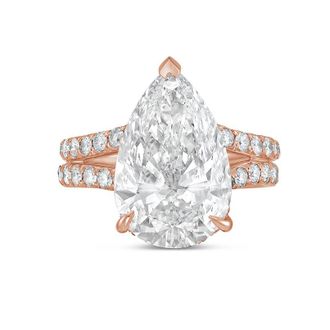 Diana M. Jewels 18kt rose gold 12ct lab grown pear diamond Micropav&eacute; Split Shank Ring