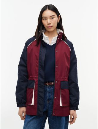 Tommy Hilfiger Womens Colorblock Yacht Jacket - Burgundy - XXS