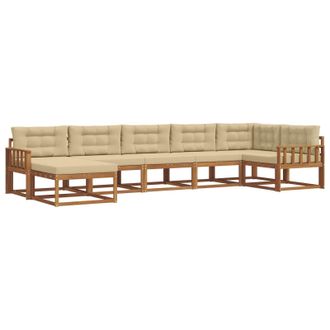 vidaXL Conjunto De Sof&aacute;s De Exterior Con Coj&iacute;n 7 Pcs Natural Y Beige Vidaxl