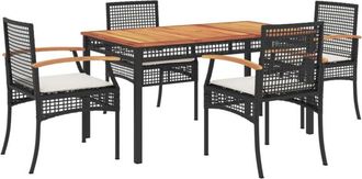 vidaXL Vidaxl - Set De Muebles Jard&iacute;n 5 Pzas Con Cojines Rat&aacute;n Sint&eacute;tico Negro