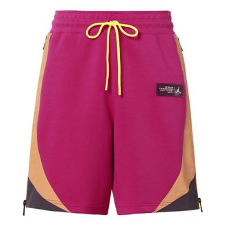 Nike Jordan Mens Air Jordan Side Zipper Logo Label Lacing Straight Shorts Pink CZ4823-615