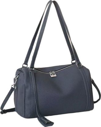 Generic Compatible For Simple Genuine Leather Soft Commuter Shoulder Bag niche design handbag armpit(DEEP BLUE)