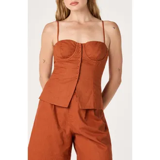 ASTR the Label Koda Linen Blend Camisole in Rust at Nordstrom, Size X-Large
