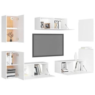 Berkfield Home Sturdy 7 Piece TV Cabinet Set White Engineered Wood