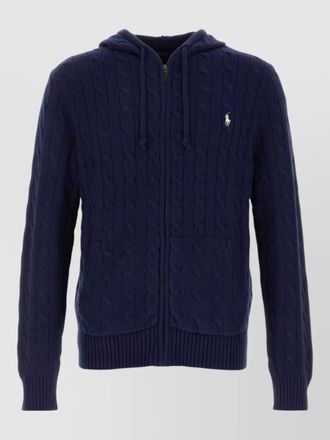 Polo Ralph Lauren hooded cotton sweatshirt cable knit pockets