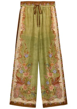 Zimmermann Indra Printed Silk Trousers - Khaki - 4 (UK 16 / XL)