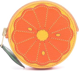 Herm&egrave;s Green Orange Yellow Chevre Leather Coin Purse/Coin Case (Pre-Owned)