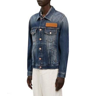Palm Angels Mens Blue Cotton Denim Jacket Clothing