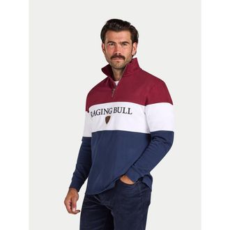 Raging Bull Cut & Sew Quarter Zip Sweatshirt in Navy/red at Nordstrom, Size Xxx-Large