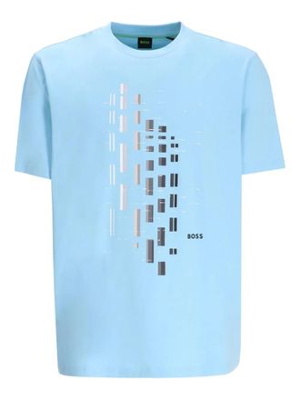 BOSS Katoenen T-shirt met grafische print - Blauw