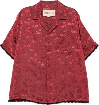 Valentino Cherry-print Trim-detail Shirt