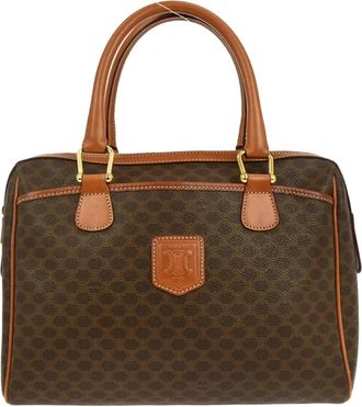 Celine Vintage Macadam Handbag Canvas And Leather Brown Canvas Handbag (Pre-Owned)