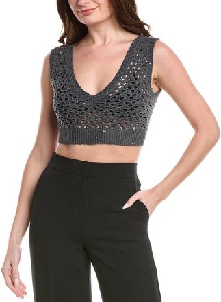 Brunello Cucinelli Open Knit Linen & Silk-Blend Crop Tank