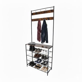 Relaxdays Relaxdays Appendiabiti, 4 Ripiani Per Scarpe, 2 Barre Con Ganci, H 190 X L 80 X P 30 Cm, Ferro