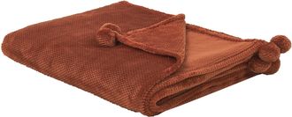 Beliani Beliani - Manta De Poli&eacute;ster Suave Marr&oacute;n Dorado 200 X 220 Cm Con Pompones Saitler