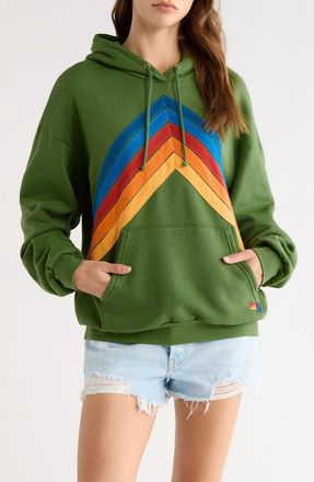 Aviator Nation Mountain Stitch Chevron Hoodie in Palm at Nordstrom, Size X-Large