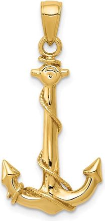 Diamond2Deal 14k Yellow Gold 3D Anchor Rope Pendant