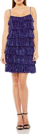 Mac Duggal Beaded Strap Sequin Ruffle Mini Dress in Cobalt at Nordstrom, Size 10