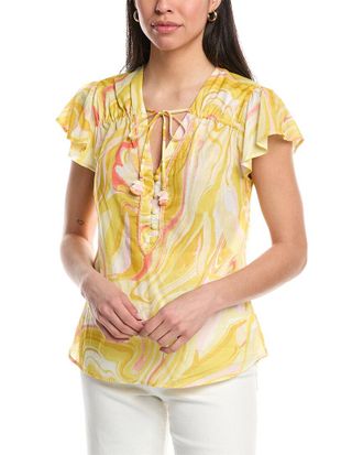 Hale Bob Beaded V Neck Top