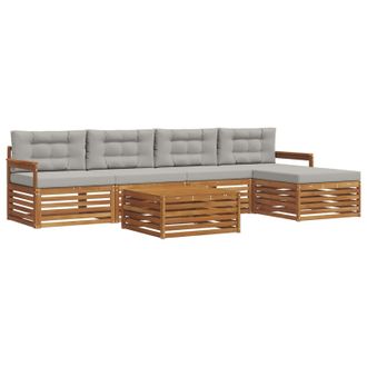 vidaXL Conjunto De Sof&aacute;s De Exterior 6 Pcs Gris Natural Y Claro Vidaxl