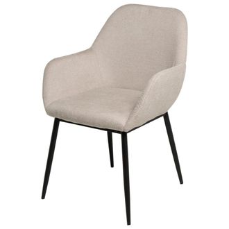 Koketto Home Silla tapizada beige con reposabrazos y patas negras