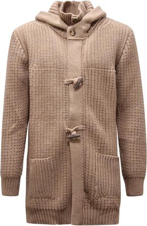 Imperial Truien & Vesten, Heren, Beige, XL, Wol, Wollen Blend Cardigan Jas Gemaakt in Italië