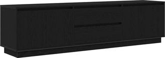 vidaXL Vidaxl - tv Cabinet with led Lights Black Oak 193.5x41x50 cm