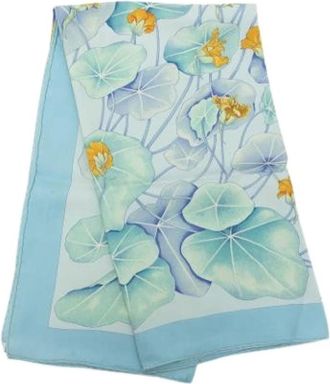 Herm&egrave;s Pre-owned Les Capucines Zijden Sjaal - Dames - Vintage Accessoires - Blauw - ONE Size - Vintage
