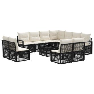 vidaXL Conjunto De Sof&aacute;s De Jard&iacute;n 12 Pcs Negro Rat&aacute;n Sint&eacute;tico Vidaxl