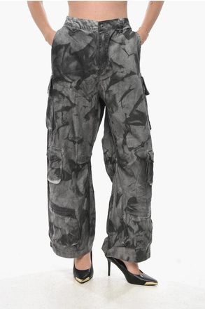 adidas Tie-Dye Cotton Cargo Pants with Side Stripes size 44