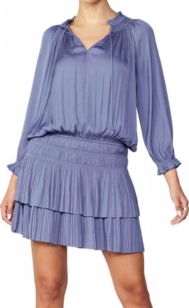 Current Air Aurelie Pleated Mini Dress In Blue