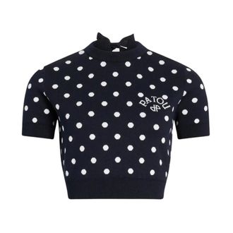 Patou Round-neck Knitwear, female, Blue, Size: M Polka Dot Crop T-shirt