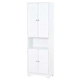 HOMCOM Freestanding 6-Tier Bathroom Storage Cabinet White | TJ Hughes
