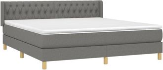 vidaXL Vidaxl - Cama Box Spring Con Colch&oacute;n Tela Gris Oscuro 180x200 Cm