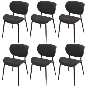 Hhg Hhg - Nunca Usado] Juego De 6 Sillas De Comedor 236, Tejido De Madera Curvada (370 G/m&sup2;) Certificado Oeko-tex Mvg, Aspecto Nogal, Gris Oscuro