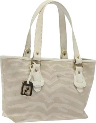 Fendi Pre-owned Handbags, female, White, Size: ONE SIZE Pre-owned Canvas Handbag